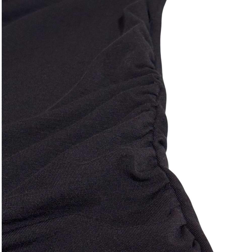 Athleta Sz. M -Black Ruched Side Crossover Tulip Hem Long Sleeve Scoop Neck Top - Picture 8 of 8
